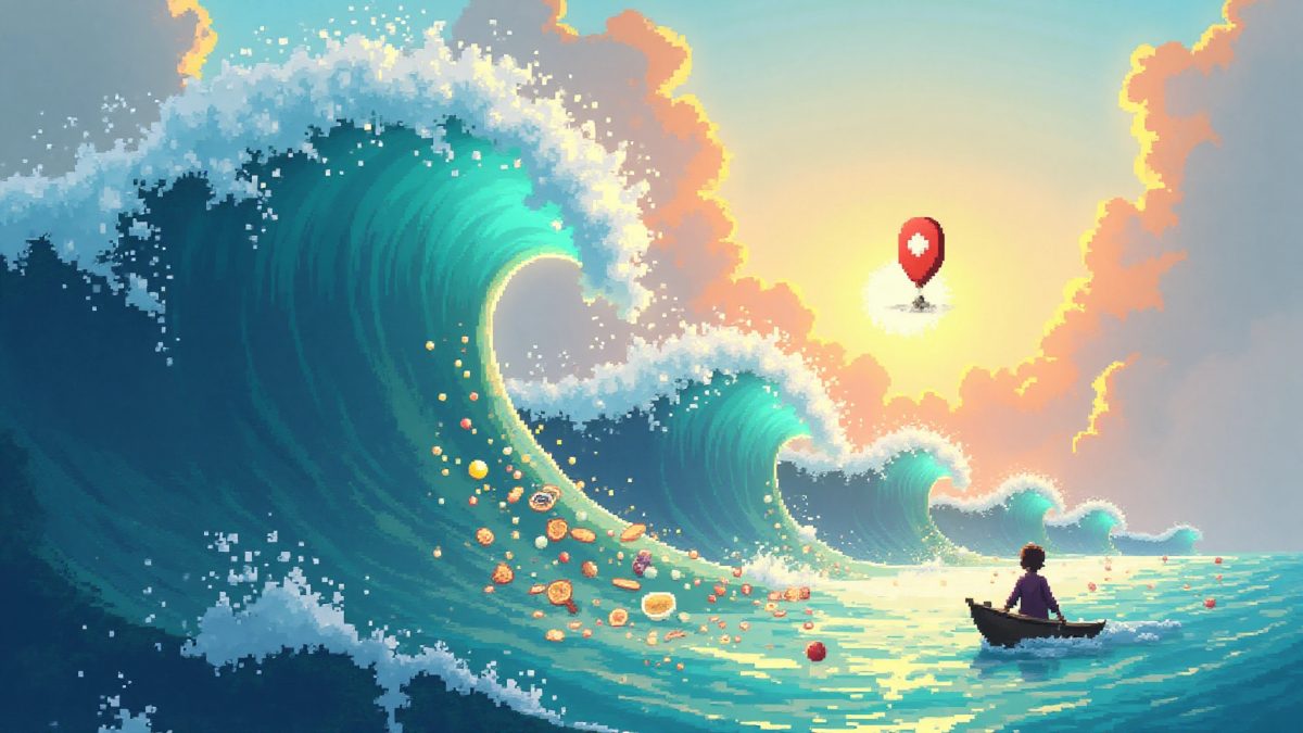 glowing_pin_floats_above_sparkling_data_waves